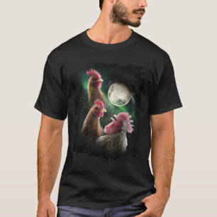 3 Hühner Mond Wolf Hühner heulende Wölfe  T-Shirt