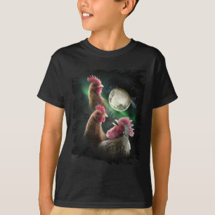 3 Hühner Mond Wolf Hühner heulende Wölfe T-Shirt