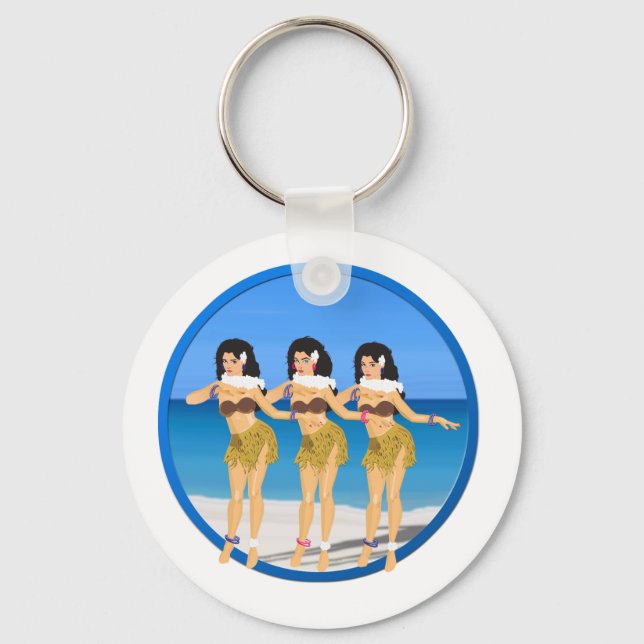 3 Hulas am Strand Schlüsselanhänger (Vorderseite)
