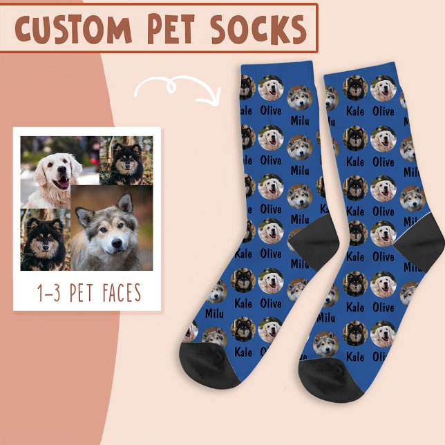 3 Hunde 3 Bezeichnungen Personalisiertes Hunde-Fot Socken (Von Creator hochgeladen)