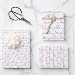 3 I Love You ASL emballage cadeau papier feuilles