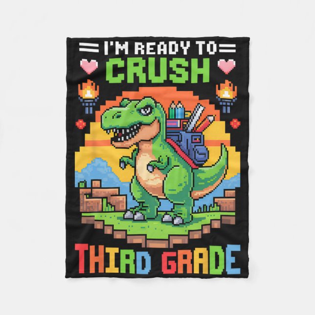 3. Ich bin bereit, die dritte Klasse Dinosaurier-S Fleecedecke (Vorderseite)