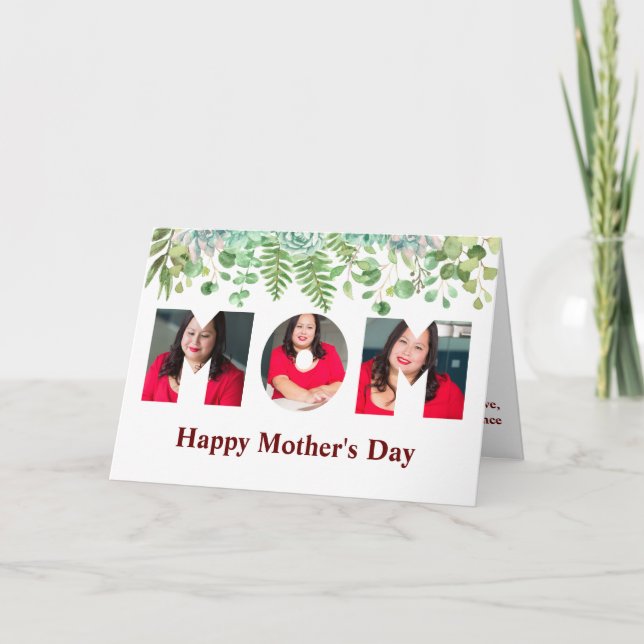 3 Image Mother's Day Foto Erinnerungen Elegant Flo Karte (Vorderseite)