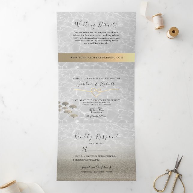 3 in 1 Beach Hochzeit von drei Falten Einladung (Innenseite)