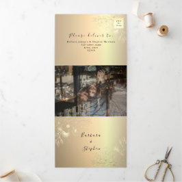 3 in 1 Gold Foto Hochzeit Dreifachfalten Einladung