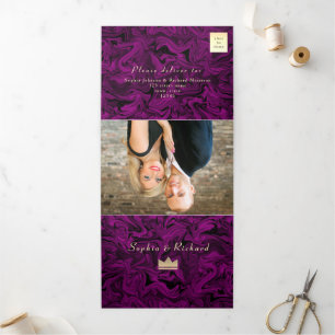 3 in 1 Lila Foto Hochzeit Tri-Falt Einladung