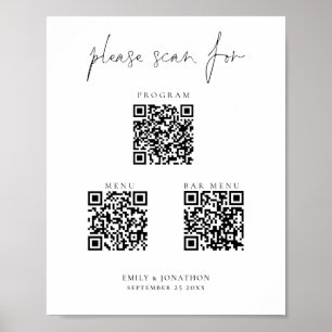 3 in One Qr Codes Bar Menu ProgrammskriptWedding Poster