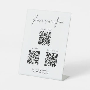 3 in One Qr Codes Bar Menu ProgrammskriptWedding Sockelschild