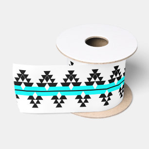 3 Inch Native Woven Stories - Türkis - Satinband