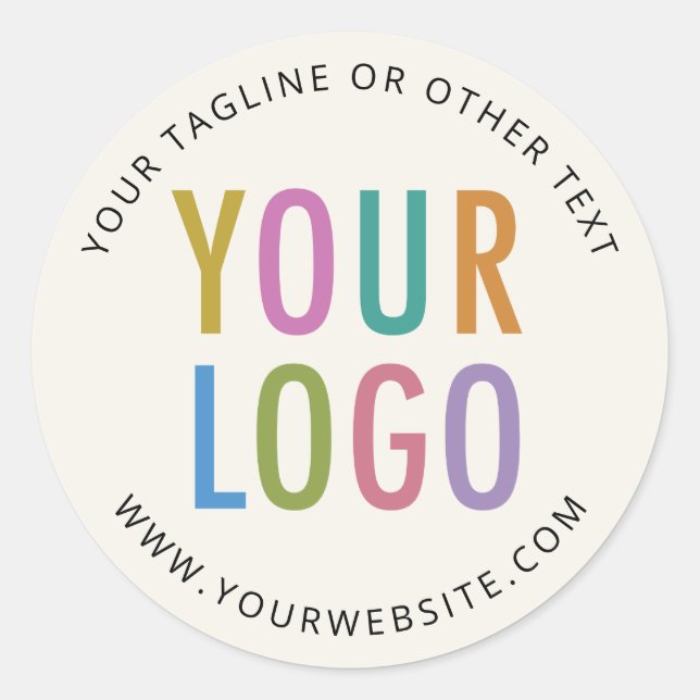 3 Inch Round Stickers Custom Business Logo Ecru (Devant)