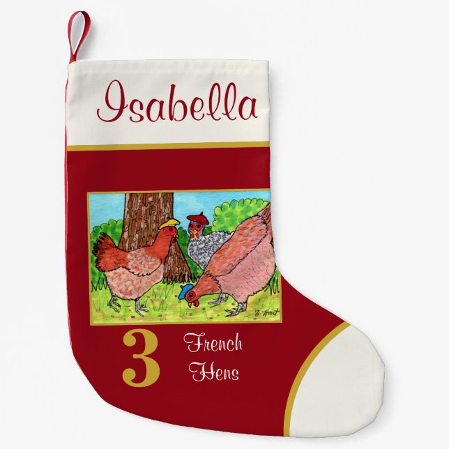 3 Individuelle Name Hens Niedlichen Tiere Kleiner Weihnachtsstrumpf (Vorderseite)