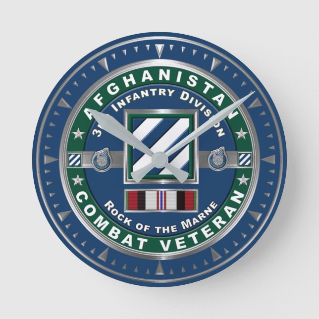 3. Infanterieabteilung Afghanistan Veteran Runde Wanduhr (Vorderseite)