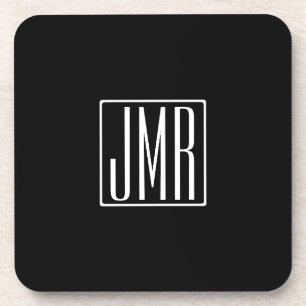 3 Initialen Monogramm Schwarz & Weiß (oder DIY-F Getränkeuntersetzer
