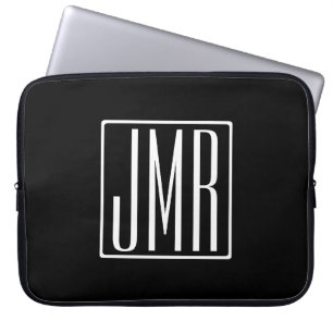3 Initialen Monogramm Schwarz & Weiß (oder DIY-F Laptopschutzhülle