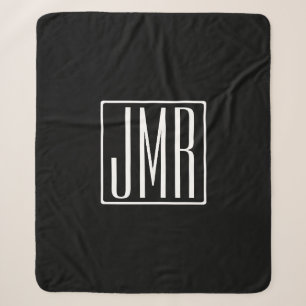 3 Initialen Monogramm Schwarz & Weiß (oder DIY-F Sherpadecke