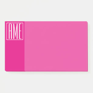 3 Initialen Monogramm Weiß auf Hot Pink Post-it Klebezettel