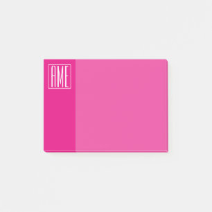3 Initialen Monogramm Weiß auf Hot Pink Post-it Klebezettel