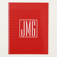 3 Initiales Monogramme | Rouge et blanc (ou couleu