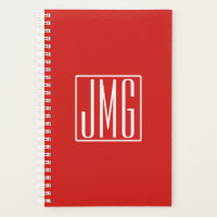 3 Initiales Monogramme | Rouge et blanc (ou couleu