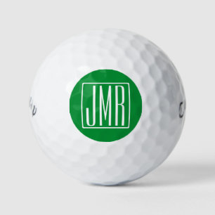 3 Initialmonogramm Grün/Weiß Golfball
