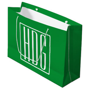 3 Initialmonogramm Grün/Weiß Große Geschenktüte