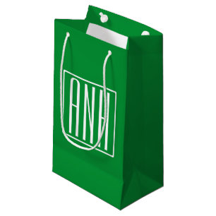 3 Initialmonogramm   Grün/Weiß Kleine Geschenktüte