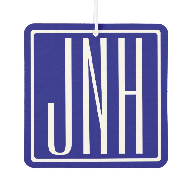 3 Initialmonogramm | Navy Blue & White Autolufterfrischer (Vorderseite)