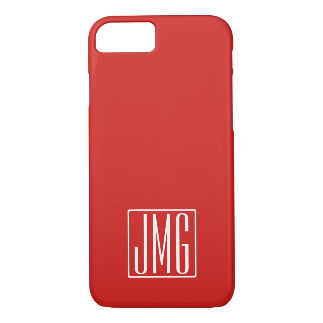 3 Initialmonogramm | Rot und Weiß (oder Farbtöne) Case-Mate iPhone Hülle (Rückseite)