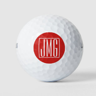 3 Initialmonogramm   Rot und Weiß (oder Farbtöne) Golfball