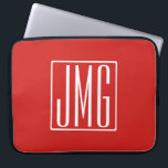 3 Initialmonogramm | Rot und Weiß (oder Farbtöne) Laptopschutzhülle<br><div class="desc">Ihre drei Initialen mit Monogramm.</div>