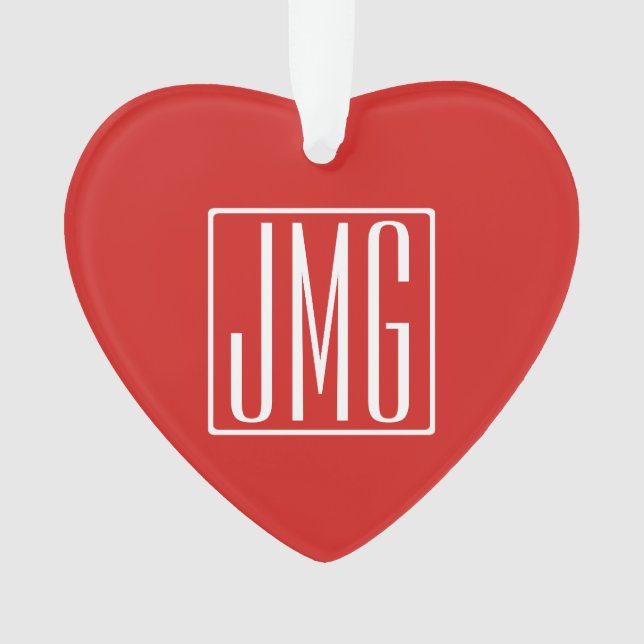 3 Initialmonogramm | Rot und Weiß (oder Farbtöne) Ornament (Vorderseite)