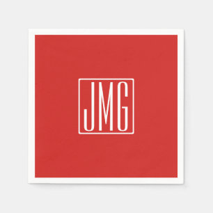 3 Initialmonogramm Rot und Weiß (oder Farbtöne) Serviette