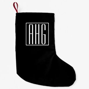 3 Initialmonogramm Schwarz/Weiß Kleiner Weihnachtsstrumpf