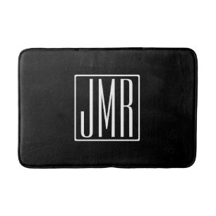 3 Initialmonogramm   Schwarz/Weiß (oder Farbtöne) Badematte