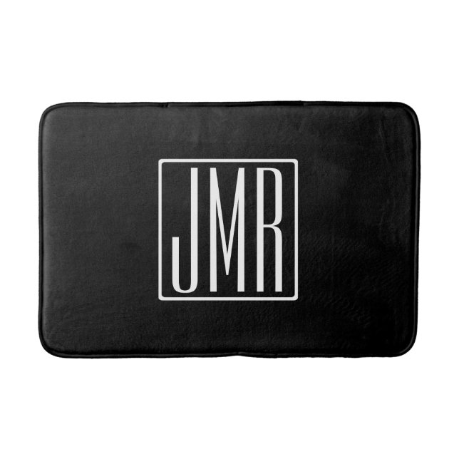 3 Initialmonogramm | Schwarz/Weiß (oder Farbtöne) Badematte (Vorderseite)