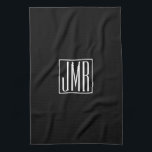 3 Initialmonogramm | Schwarz/Weiß (oder Farbtöne) Geschirrtuch<br><div class="desc">Ihre drei Initialen mit Monogramm.</div>