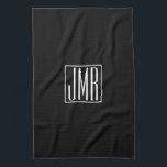 3 Initialmonogramm | Schwarz/Weiß (oder Farbtöne) Geschirrtuch<br><div class="desc">Ihre drei Initialen mit Monogramm.</div>