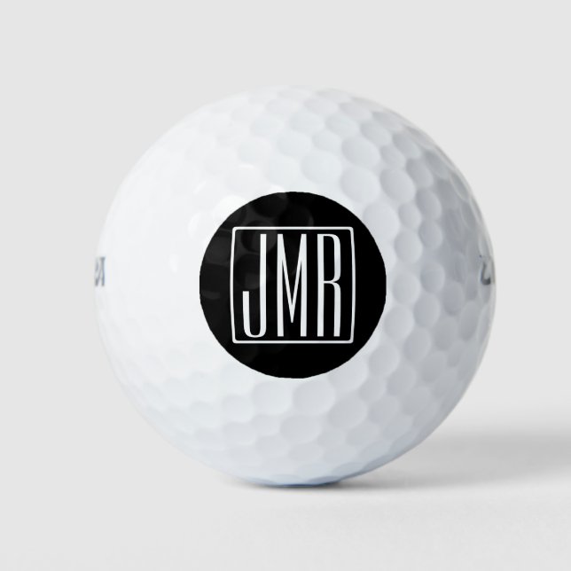 3 Initialmonogramm | Schwarz/Weiß (oder Farbtöne) Golfball (Vorderseite)