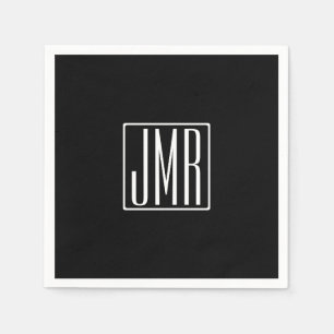 3 Initialmonogramm Schwarz/Weiß (oder Farbtöne) Serviette