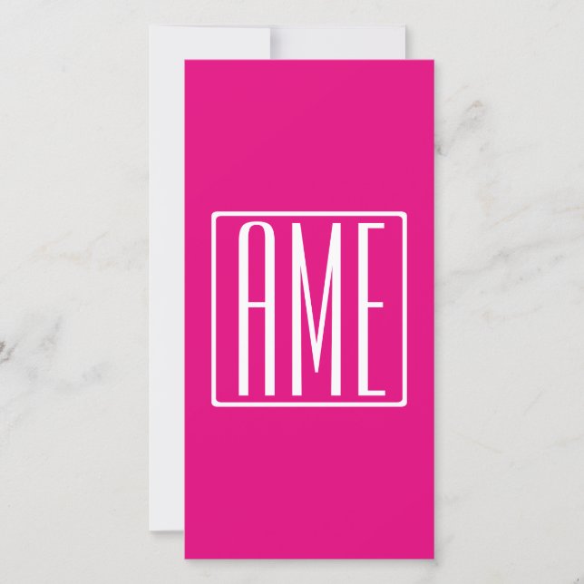 3 Initialmonogramm | Weiß auf heiß rosa (Vorderseite)