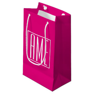 3 Initialmonogramm Weiß auf heiß rosa Kleine Geschenktüte