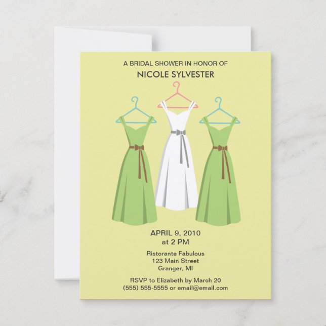 3 invitations de Fête de la mariée de robes - (Devant)