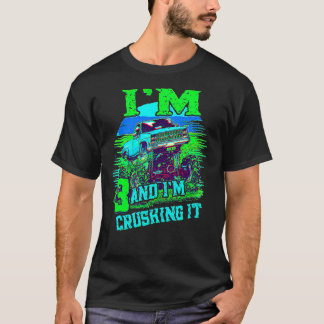 3 Jahre alt zerkleinern es Monster Truck 3. Geburt T-Shirt