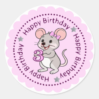 3 Jahre alte Maus Runder Aufkleber