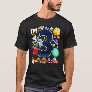 3 Jahre alte Planeten Astronaut Geburtstagsraum 3. T-Shirt