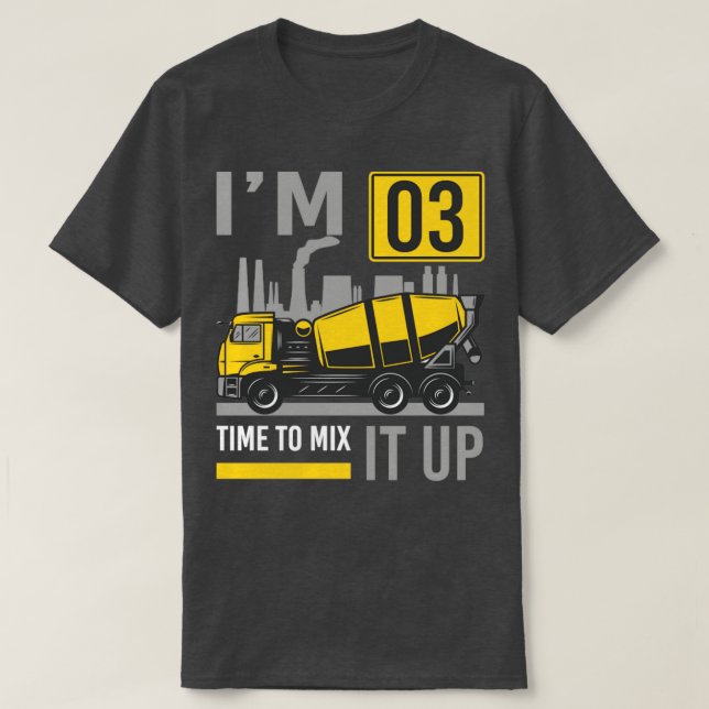 3 Jahre alte Zeit zum Mischen it Betonmischwagen 3 T-Shirt (Design vorne)