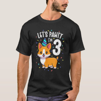 3 Jahre alter Corgi Hund Lover 3. Geburtstag Party T-Shirt