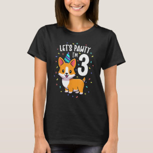 3 Jahre alter Corgi Hund Lover 3. Geburtstag Party T-Shirt