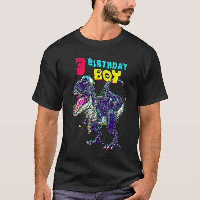 3 Jahre alter Dinosaurier Geburtstag 3. T-Shirt (Vorderseite)