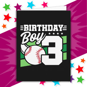 3 Jahre altes Baseball Party Thema 3. Geburtstag J Karte